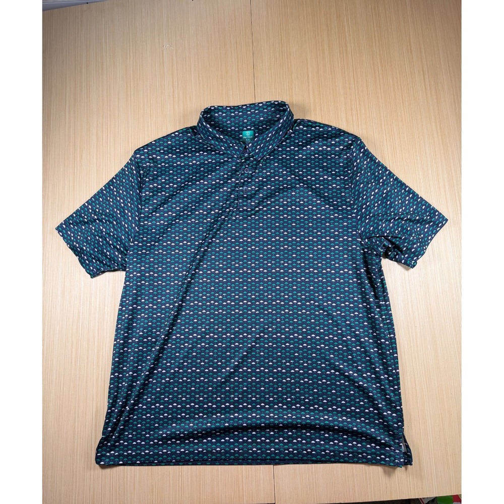 Pro Tour‎ Coolplay Polo Shirt Mens 2XL Multi Umbrella Allover Print Golf Tennis
